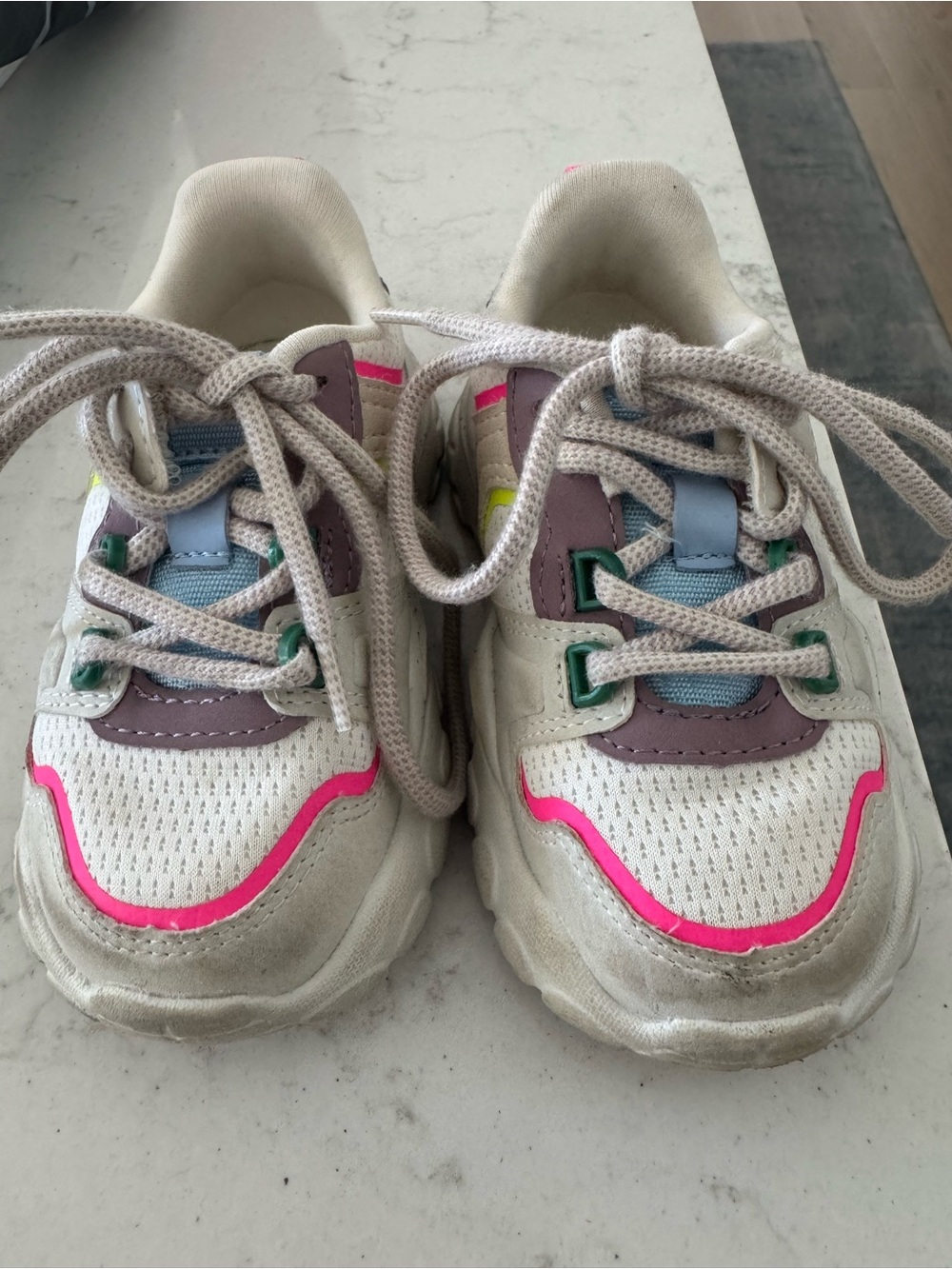 Zara White Kids Sneakers with Pink, Purple & Blue Accents